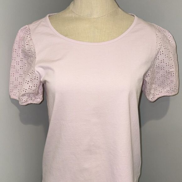 Talbots Cotton Eyelet Short Sleeve Top Size S - Picture 2 of 10